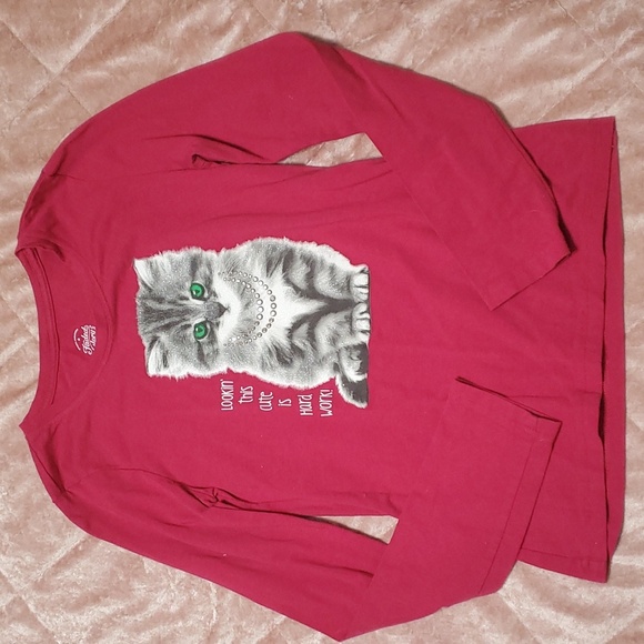 Faded Glory girls kitten shirt with glitter and bling size L/G 10-12 - Picture 2 of 5